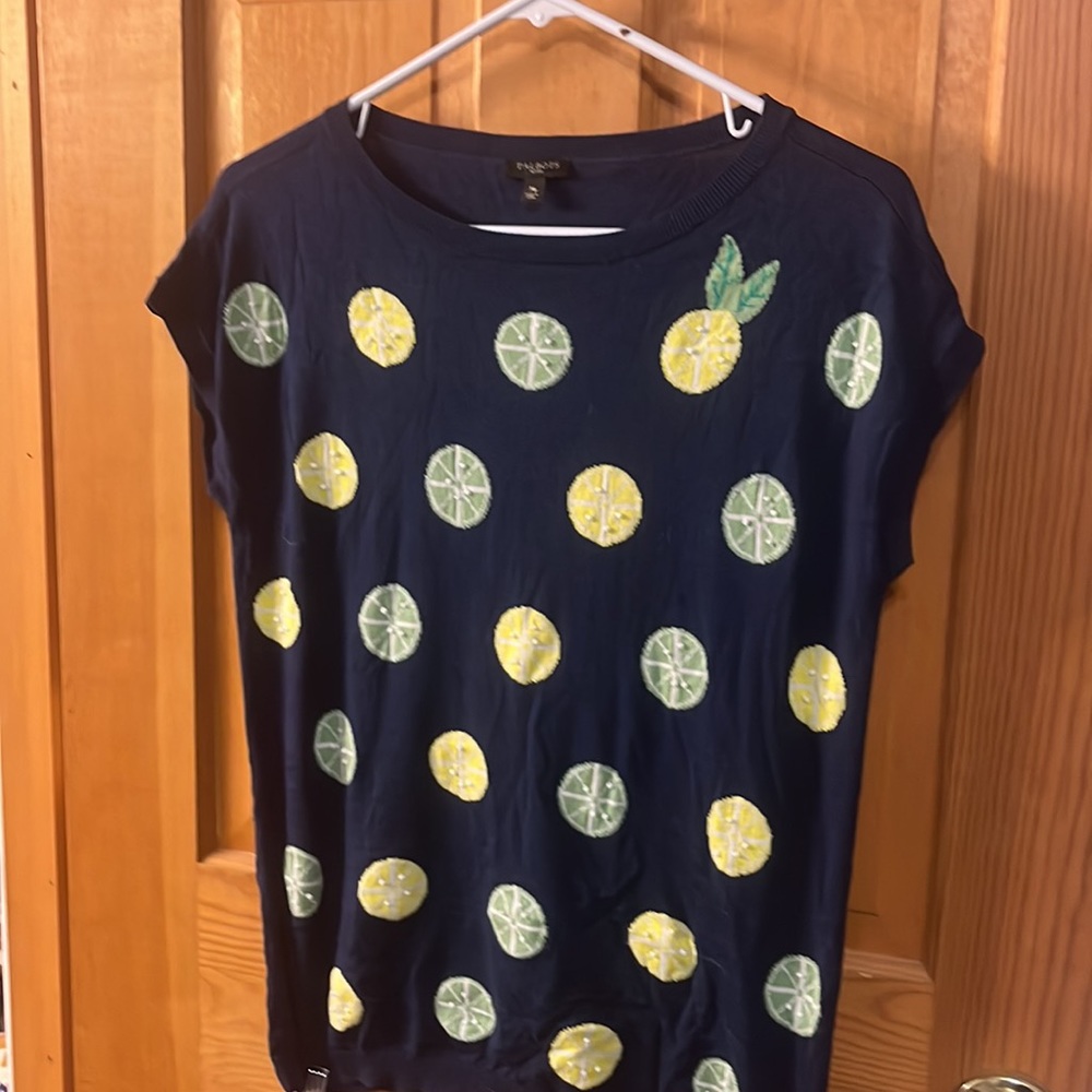 Talbots navy lemons and limes print MP